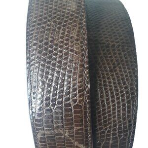 Max Lang Custom Brown Genuine Lizard Leather Belt 42 Classic Old Money Neutral